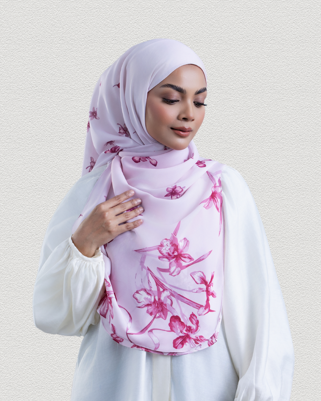 Leya Printed : National Orchids in Pink