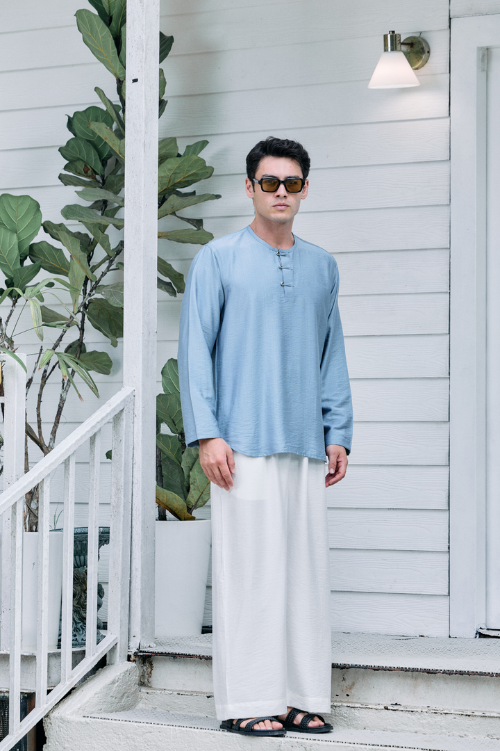 Terra Linen Top in Sky