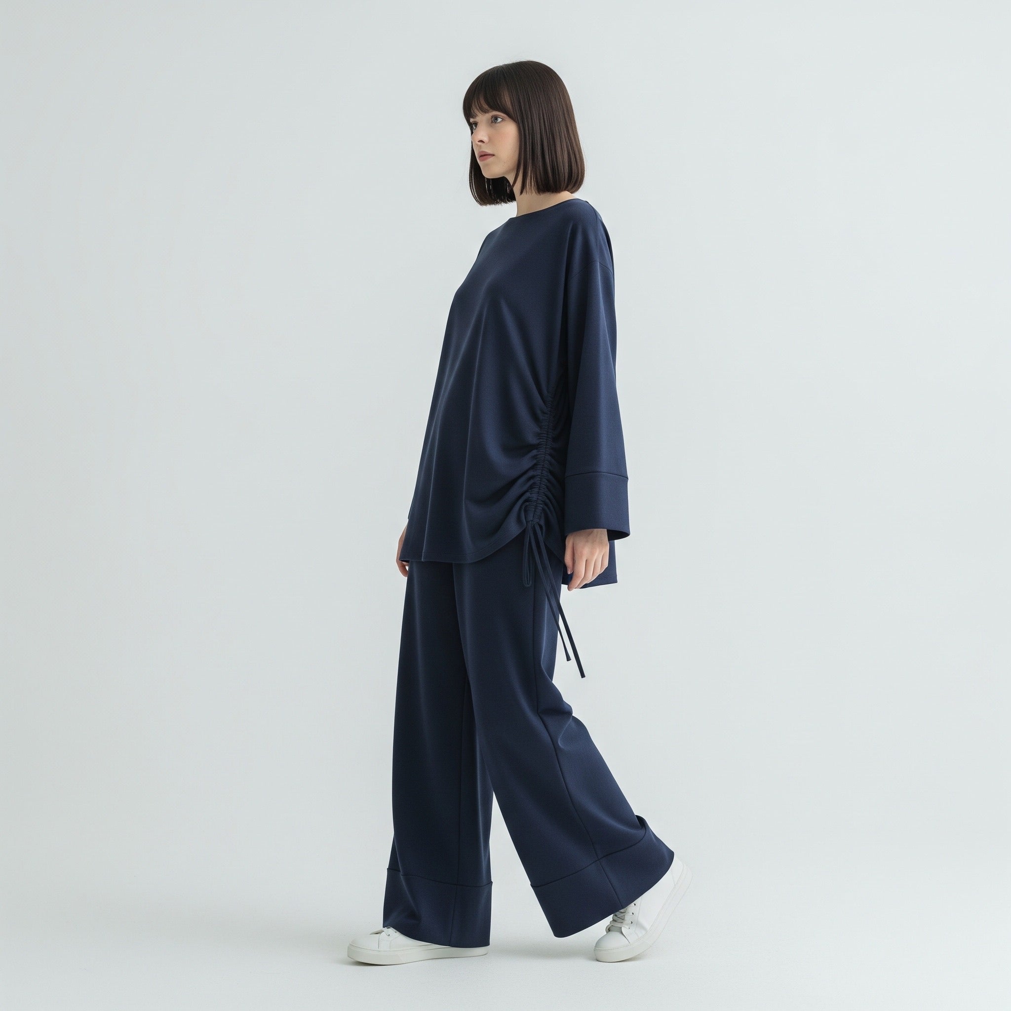 Ziyana Cotton Cinched Blouse and Pants Set